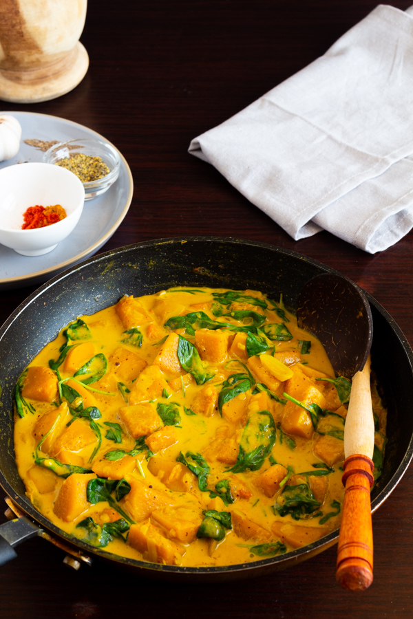 Butternut Squash curry with spinach