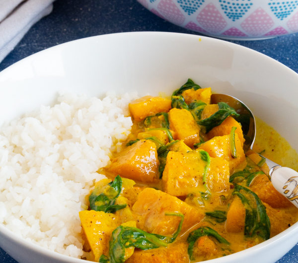 Butternut Squash  Coconut Curry  with Spinach