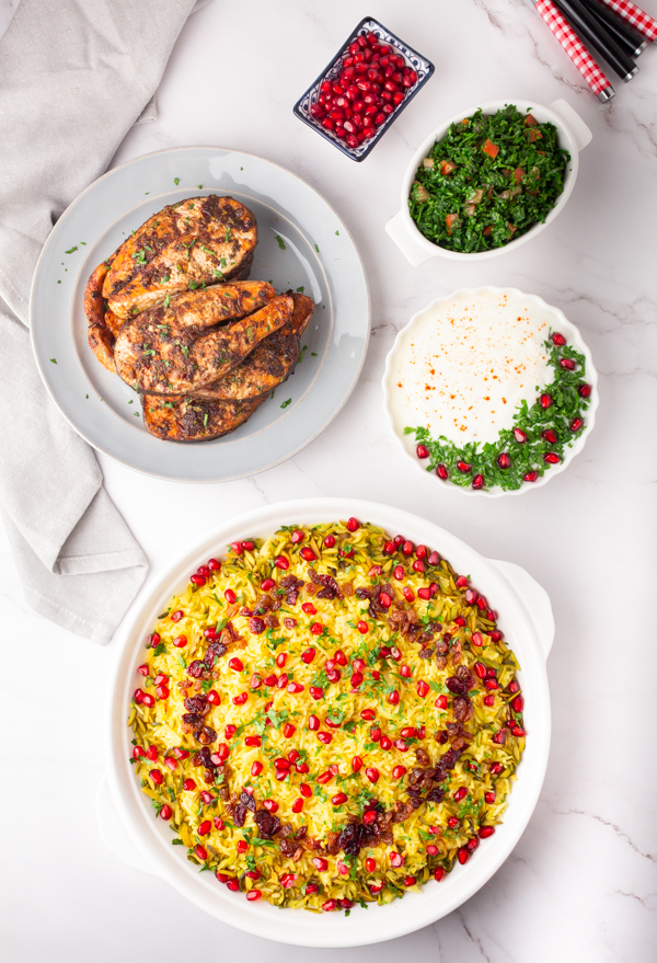 Middle eastern saffron rice with salmon