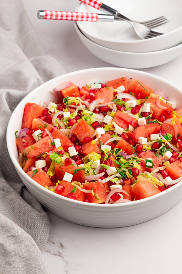 Watermelon & Pomegranate Salad with feta